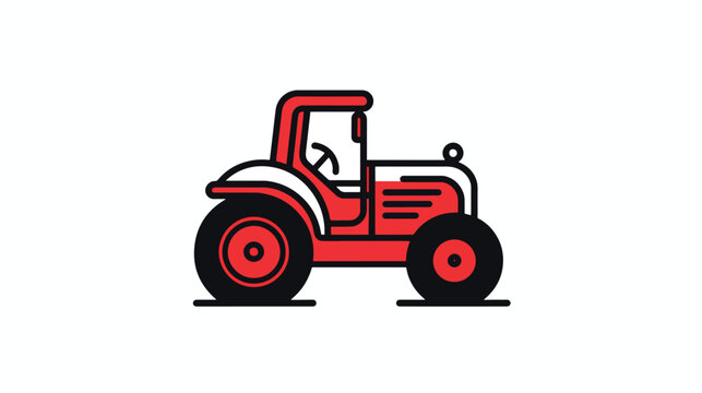 Line Icon Tractor for Web, White Background.