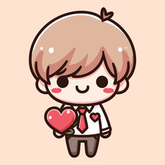 Free high quality design boy celebrate valentine day with holding love 