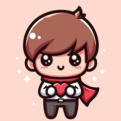 Free high quality design boy celebrate valentine day with holding love 