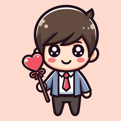 Free high quality design boy celebrate valentine day with holding love 