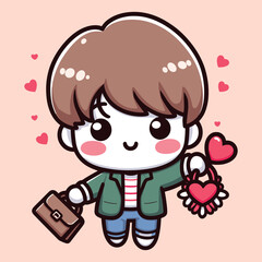 Free high quality design boy celebrate valentine day with holding love 