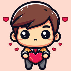 Free high quality design boy celebrate valentine day with holding love 