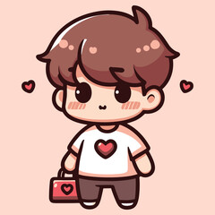 Free high quality design boy celebrate valentine day with holding love 