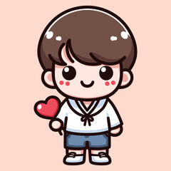 Obraz premium Free high quality design boy celebrate valentine day with holding love 