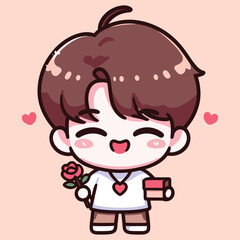 Free high quality design boy celebrate valentine day with holding love 