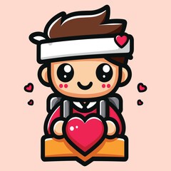 Free high quality design boy celebrate valentine day with holding love 