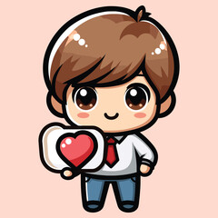 Free high quality design boy celebrate valentine day with holding love 