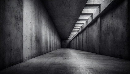 Dark bare concrete walls with a dead end - obrazy, fototapety, plakaty