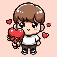 Free high quality design boy celebrate valentine day with holding love 