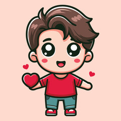 Free high quality design boy celebrate valentine day with holding love 