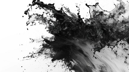 Black paint wave, Black paint splash abstract,  Abstract Black and white Acrylic color ink in water,  Ink blot. Abstract background, isolated background,