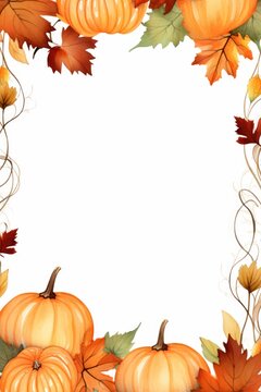 Rustic White Picture Frame Adorned with Fall Pumpkins and Autumn Leaves - Perfect for Thanksgiving & Halloween Décor 