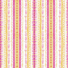 Pink and Gold Doodle Stripe Background Seamless Pattern