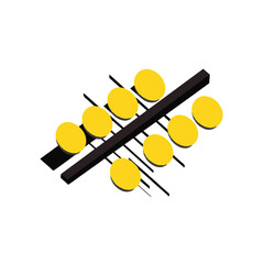 Simple logo of a xylophone, 2D flat vector style.