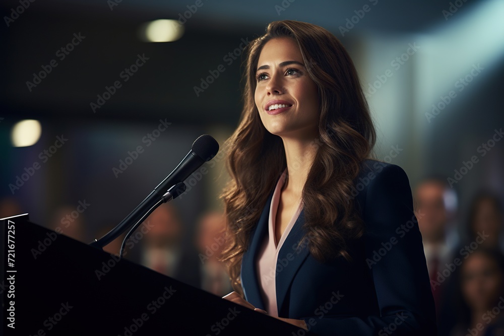 Wall mural woman singing in microphone