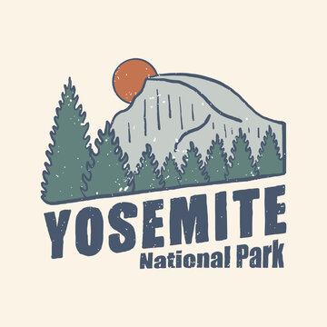 Yosemite National park vector vintage for t shirt, badge, sticker illustration