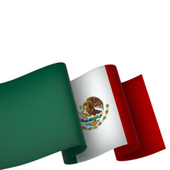 Mexico flag element design national independence day banner ribbon png

