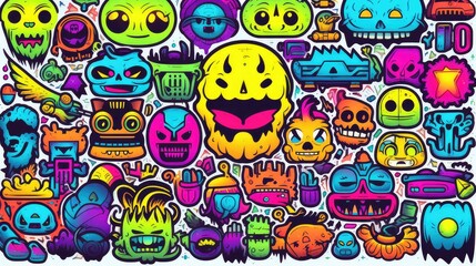 colorful cartoon sticker collection