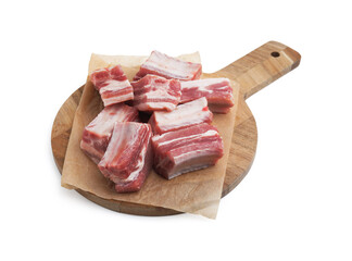 Cut raw pork ribs isolated on white