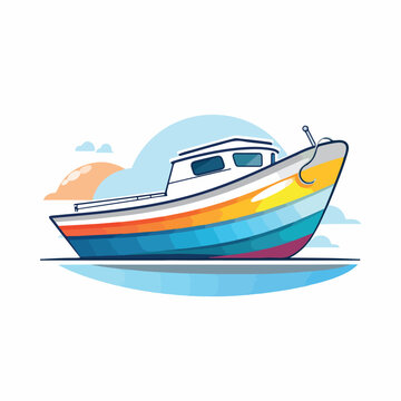 Boat in cartoon, doodle style. Image for t shirt. Isolated 2d vector illustration in logo, icon, sketch style, Eps 10. AI Generative