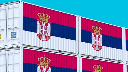 Serbia logo Symbolic Containers Logo and Flag Signifying Global Trade - obrazy, fototapety, plakaty