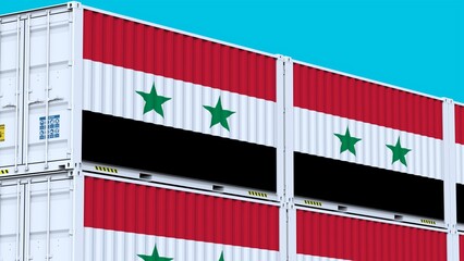 Syria logo Global Trade on the Move Shipping Containers with Logo and Flag
