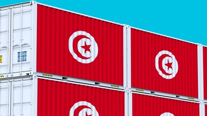 Tunisia logo The Flag of International Trade Emblem Logo and Flag on Metal Containers - obrazy, fototapety, plakaty