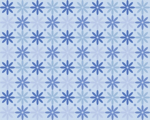Blue Flowers, Snowflakes, Background, Pattern, Tile Pattern, Floral Pattern, Premium Vector