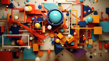colorful 3d geometric shapes playground