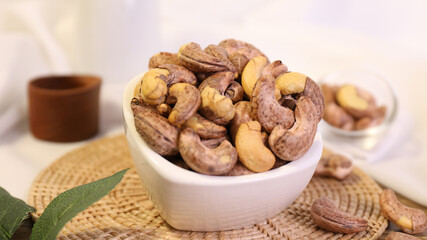 Grilled cashew nuts in a bowl