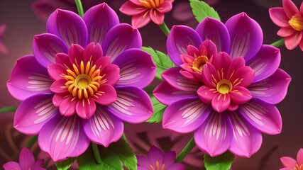Colorful dahlia glowing flower floral Clipart, high quality resolution, beautiful flowers, 3d  design.
