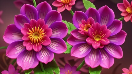 Fototapeta premium Colorful dahlia glowing flower floral Clipart, high quality resolution, beautiful flowers, 3d&nbsp; design. 