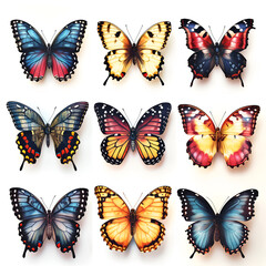 Obraz premium set of butterflies isolated on white