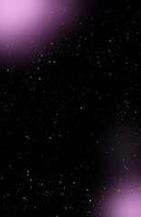 Mysterious deep space background with countless stars and glowing ethereal magenta nebula clouds in...