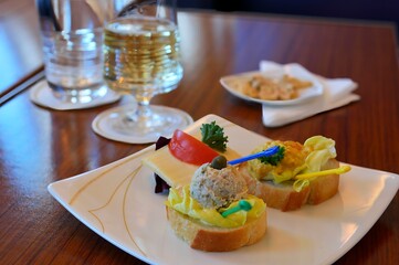 Appetizers and Champagne in First Class