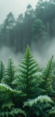 A beautiful nature backdrop with a close up of a fern with waterdrops and blurred background.