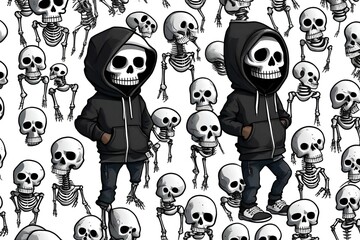 skeleton in hoodie