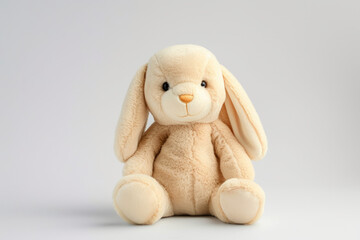 Adorable Plush Toy Rabbit Isolated on White Background