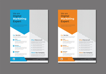 Vector digital marketing agency and corporate business flyer template