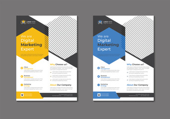 Vector digital marketing agency and corporate business flyer template