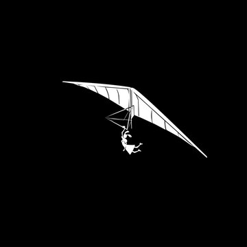hang glider with man on black background