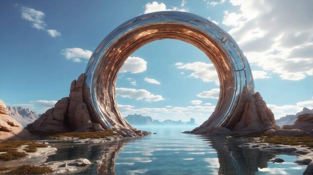huge dimension portal futuristic concept