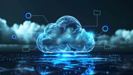Cloud computing technology concept for transfer data to storage system.