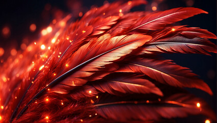 red feathers background
