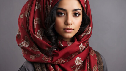 portrait of a woman in a red scarf