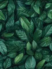 Green foliage texture in seamless pattern