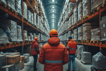 Obraz premium workers talking in a warehouse 