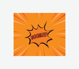 Orange flat comic abstract wallpaper with boom text