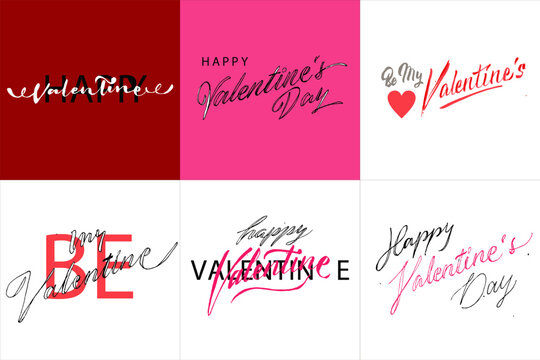 Happy valentines day typography hand lettering poster vector image	