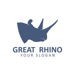 Rhino logo. Rhinoceros icon. Endangered animal symbol. African wildlife brand emblem. Vector illustration. this logo suitable for industrial, building, security and construction companies.